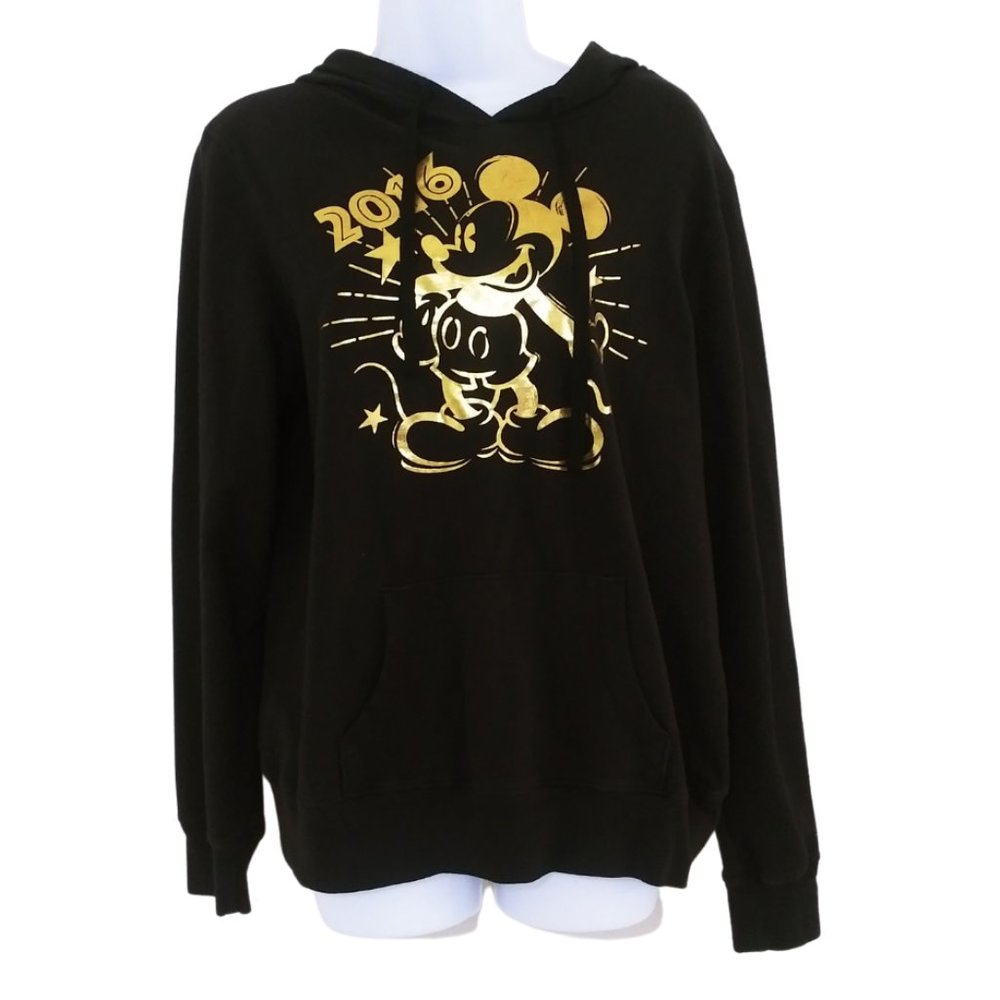 DISNEY BLACK HOODIE WITH GOLD MICKEY MOUSE GRAPHICS